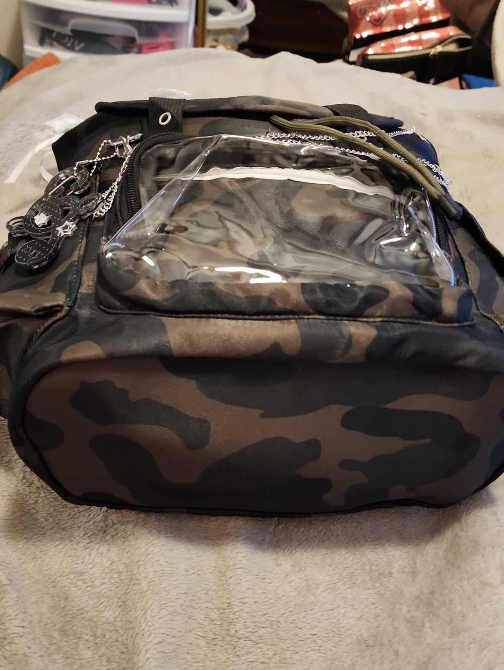 Y2K PunkCamo Backpack with Charms